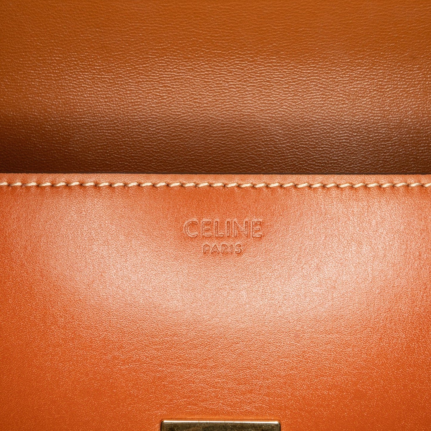 Celine Leather Triomphe Claude Shoulder Bag Brown