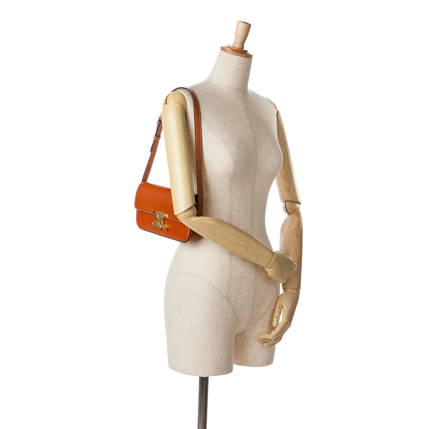 Celine Triomphe Leather Claude Shoulder Bag Brown