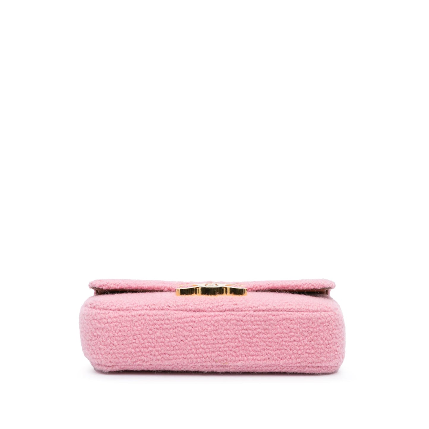 Celine Triomphe Tweed Claude Chain Shoulder Bag Pink