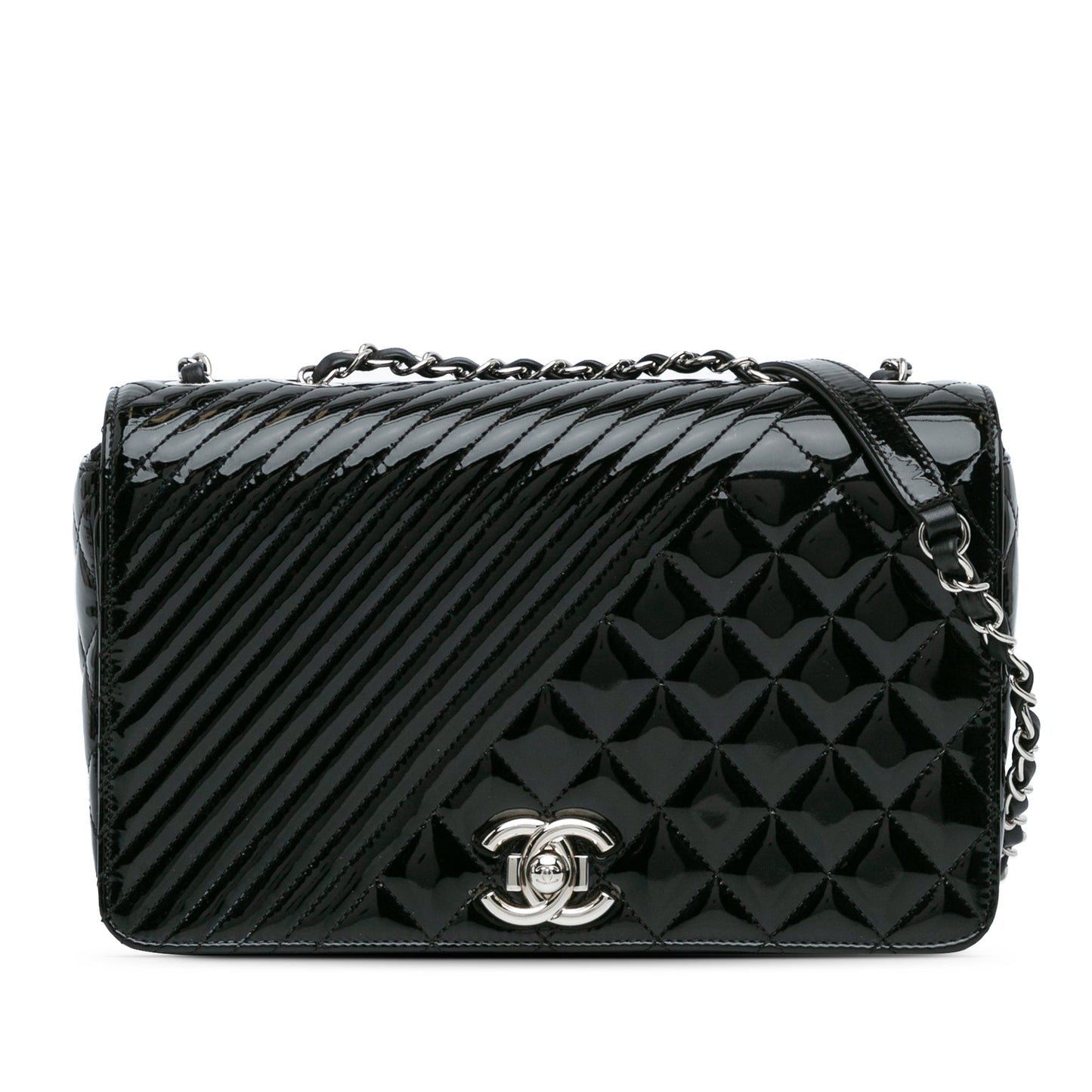 Chanel Medium Patent Coco Boy Flap Black