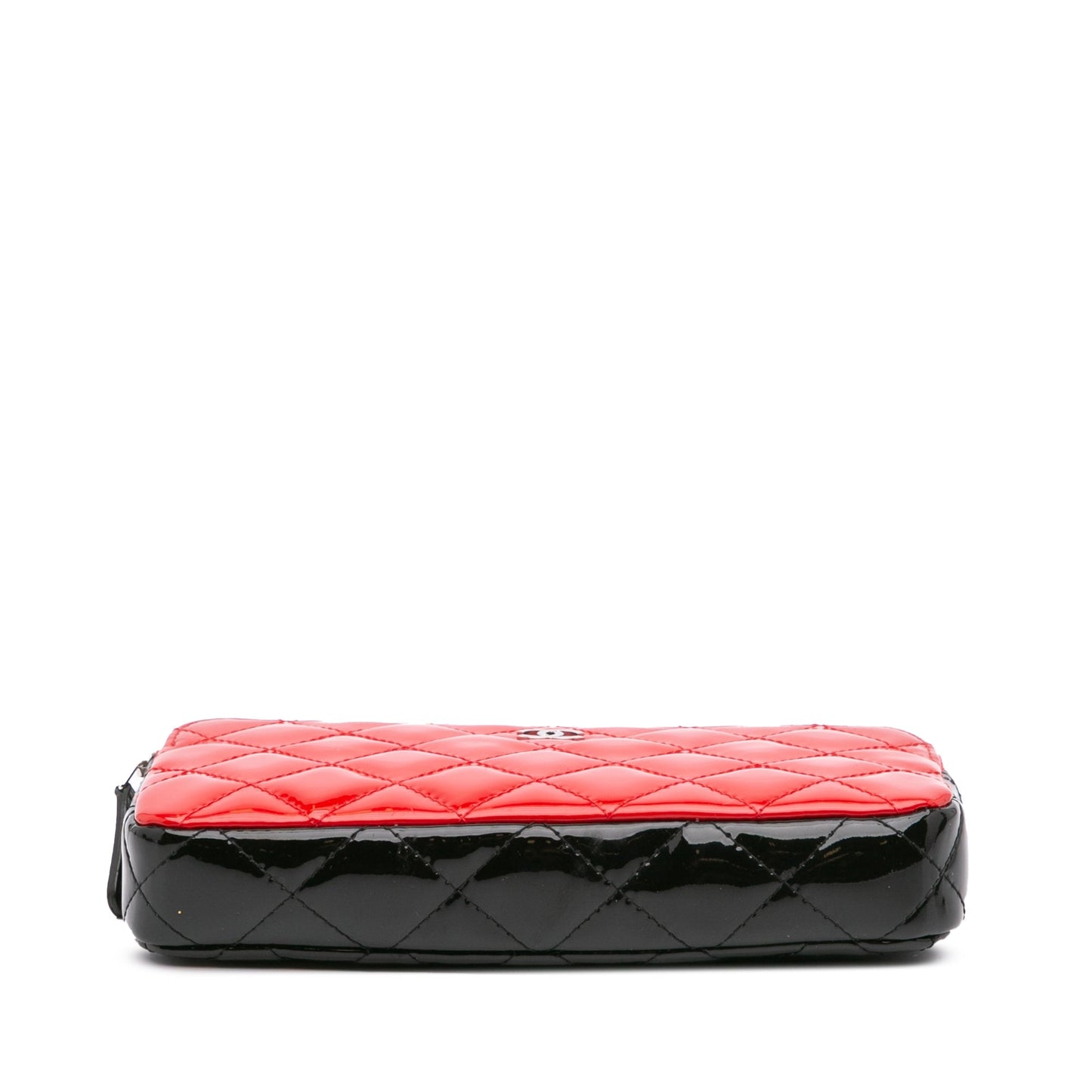 Chanel Bicolor Patent Double Zip Wallet on Chain Red