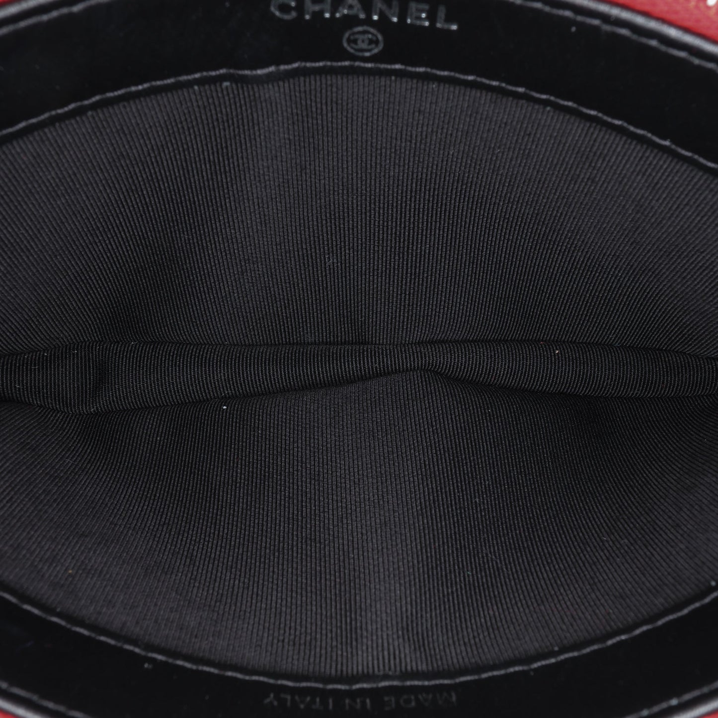 Chanel Bicolor Patent Double Zip Wallet on Chain Red