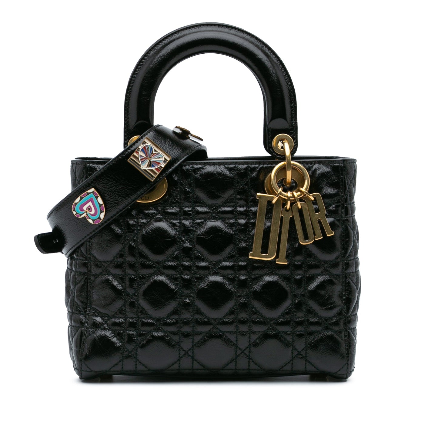 Dior Small Crinkled Patent Cannage My ABCDior Lady Dior Black