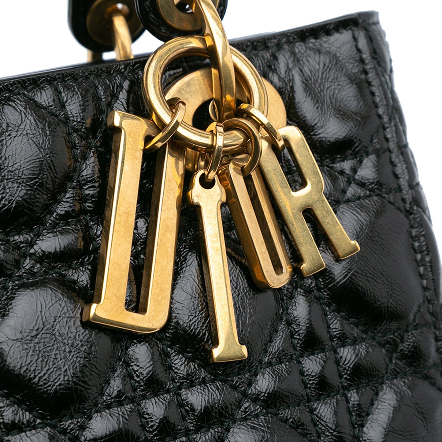 Dior Small Crinkled Patent Cannage My ABCDior Lady Dior Black