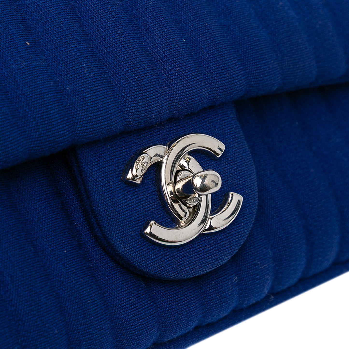 Chanel Medium Vertical Quilted Jersey Chain Flap Blue