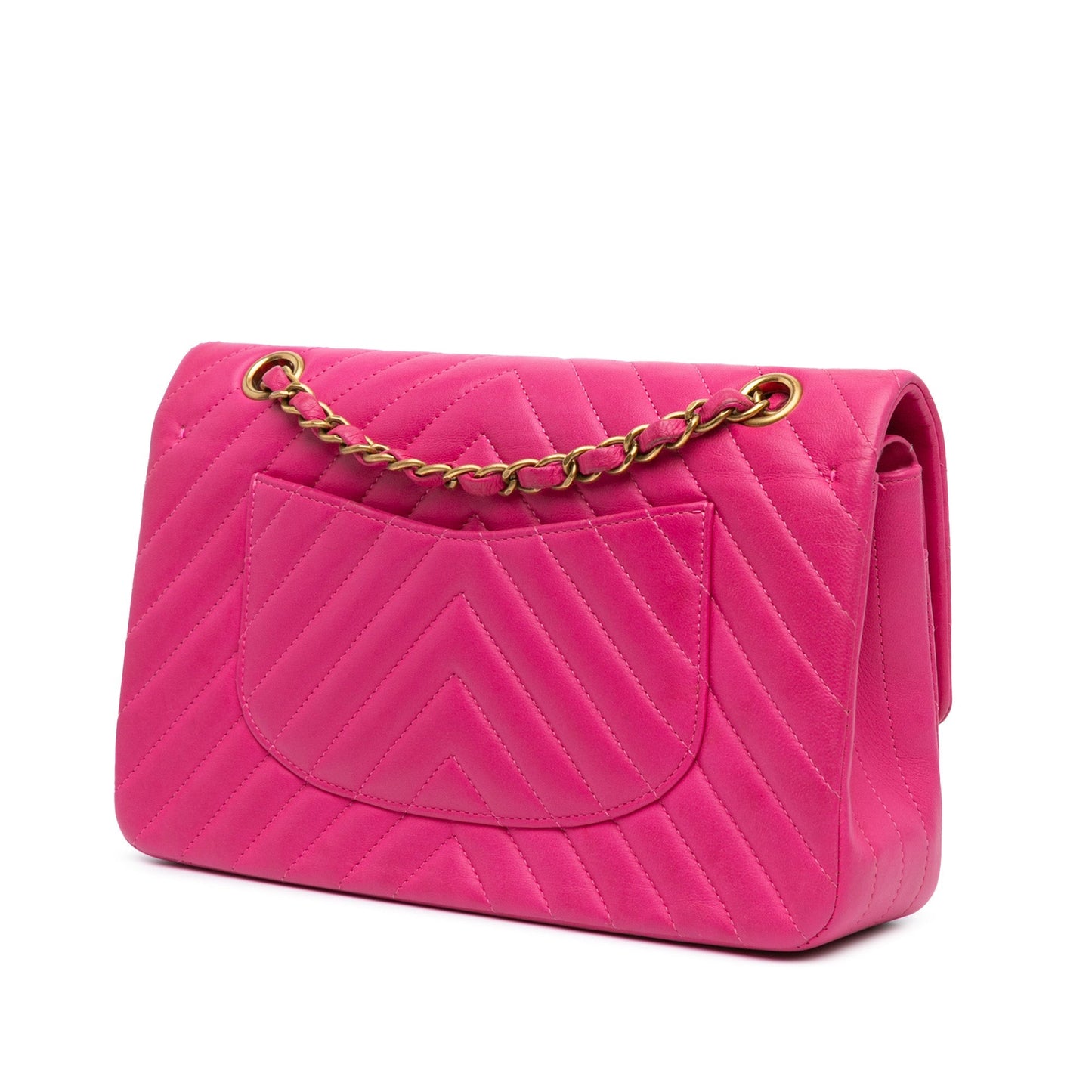 Chanel Medium Classic Chevron Lambskin Double Flap Pink