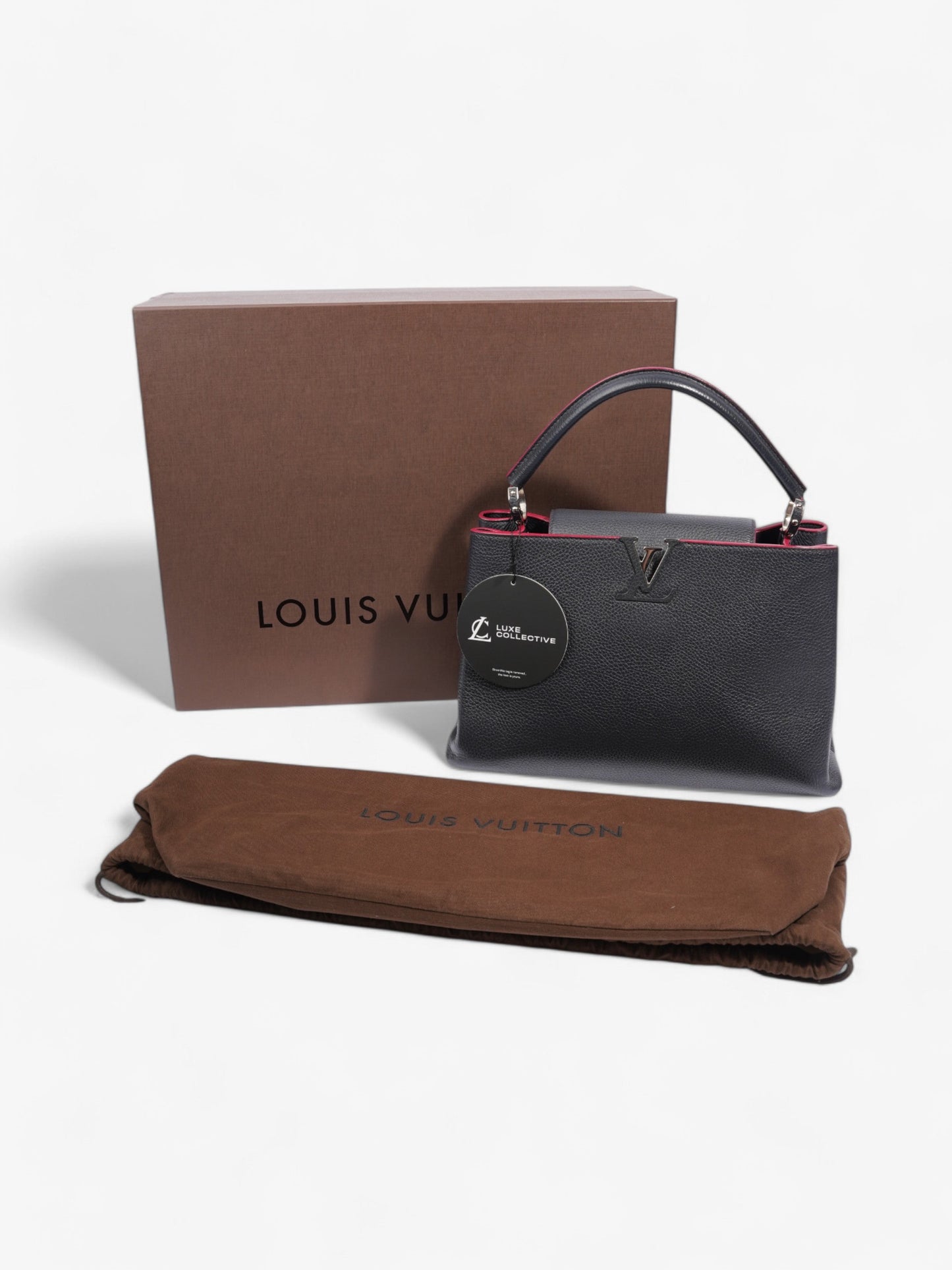 Louis Vuitton Capucines Navy Blue / Fuschia Taurillon Leather MM