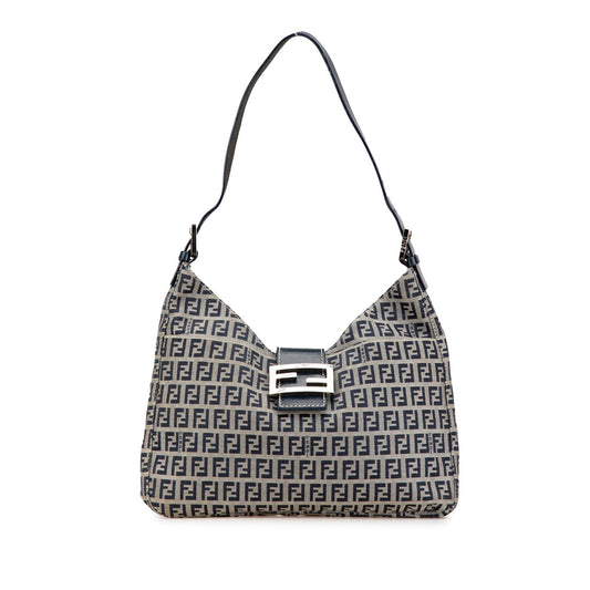 Fendi Zucchino Canvas Shoulder Bag Gray