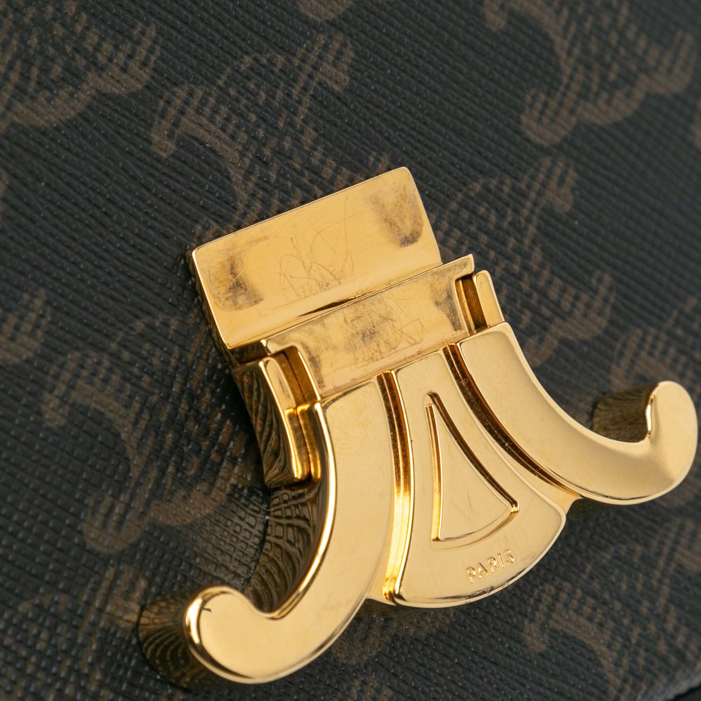 Celine Triomphe Coated Canvas Claude Shoulder Bag Brown