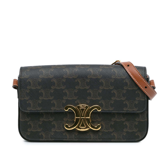 Celine Triomphe Coated Canvas Claude Shoulder Bag Brown