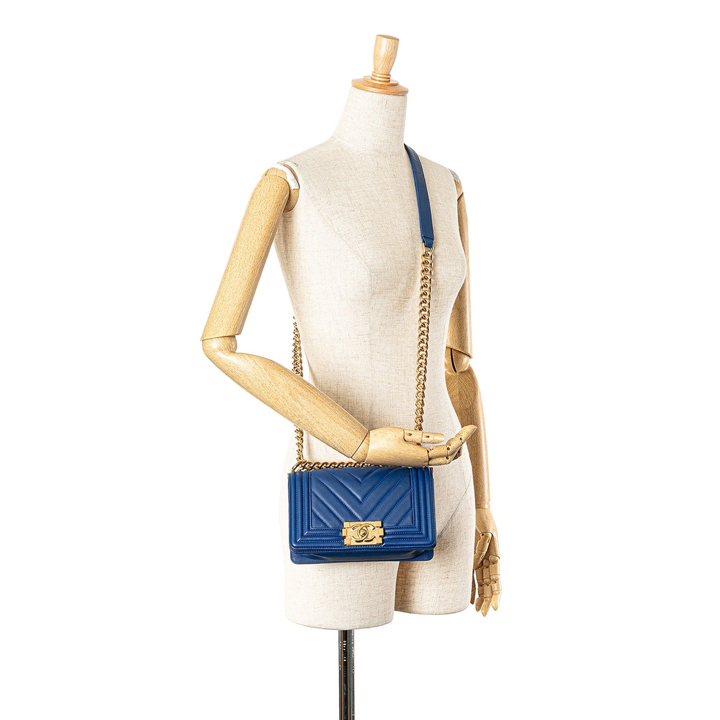 Chanel Small Chevron Lambskin Boy Flap Blue
