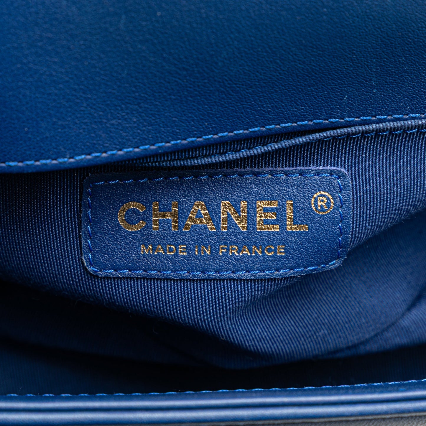 Chanel Small Chevron Lambskin Boy Flap Blue