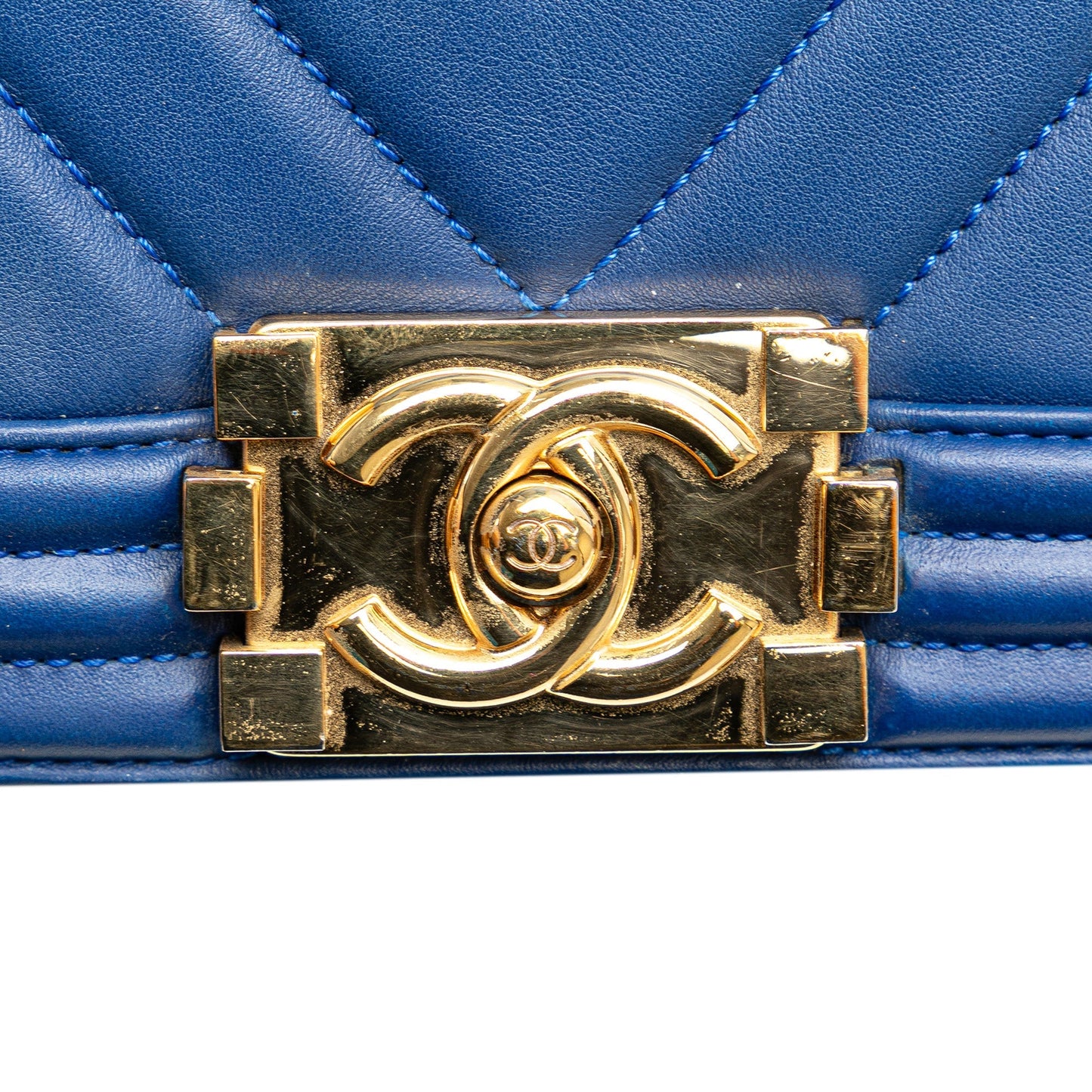 Chanel Small Chevron Lambskin Boy Flap Blue
