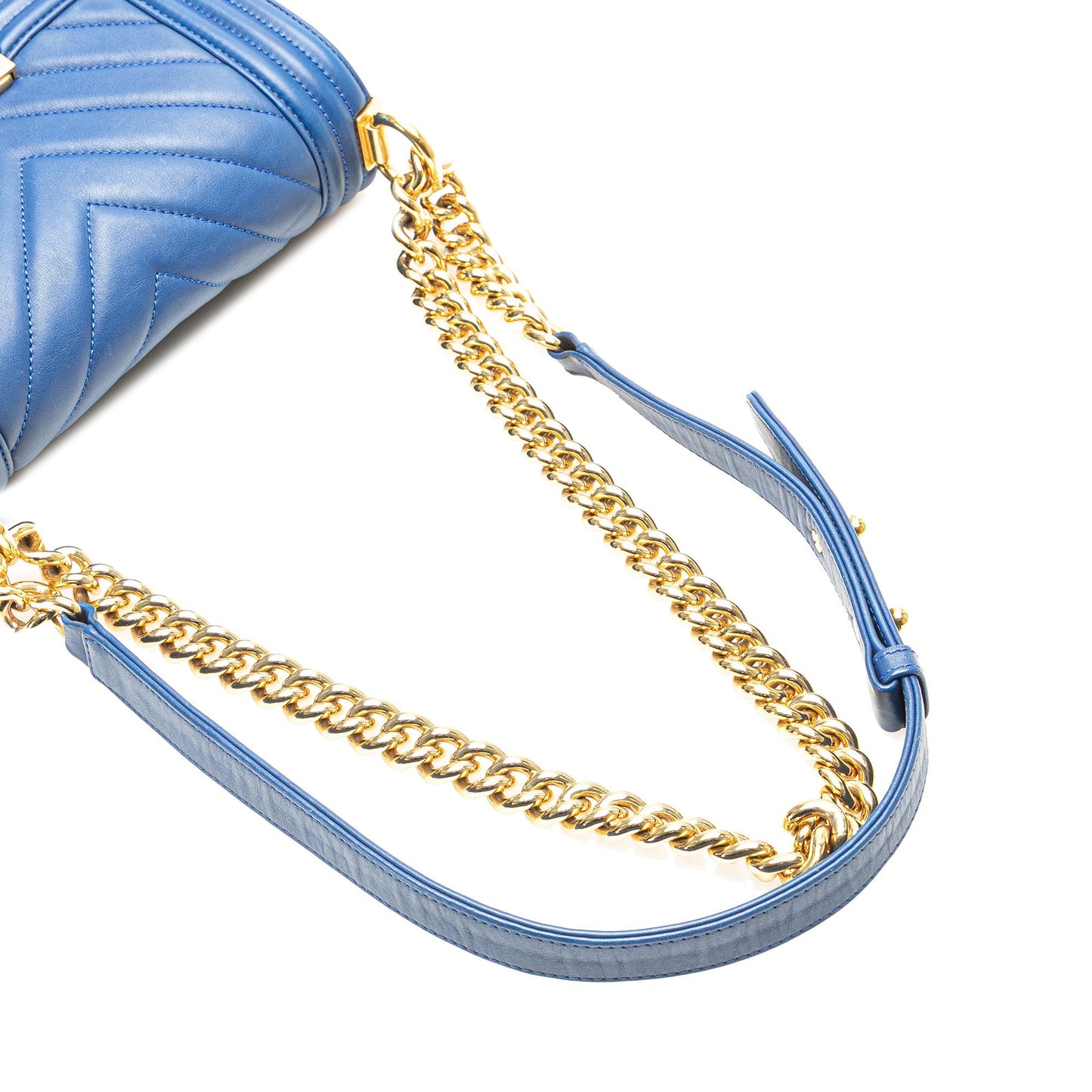 Chanel Small Chevron Lambskin Boy Flap Blue