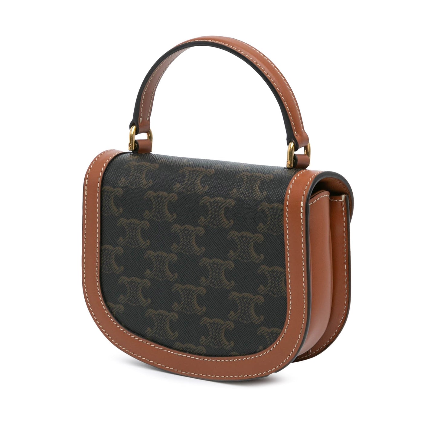 Celine Mini Triomphe Coated Canvas Besace Clea Satchel Brown