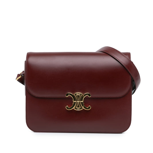 Celine Large Shiny Calfskin Triomphe Crossbody Red
