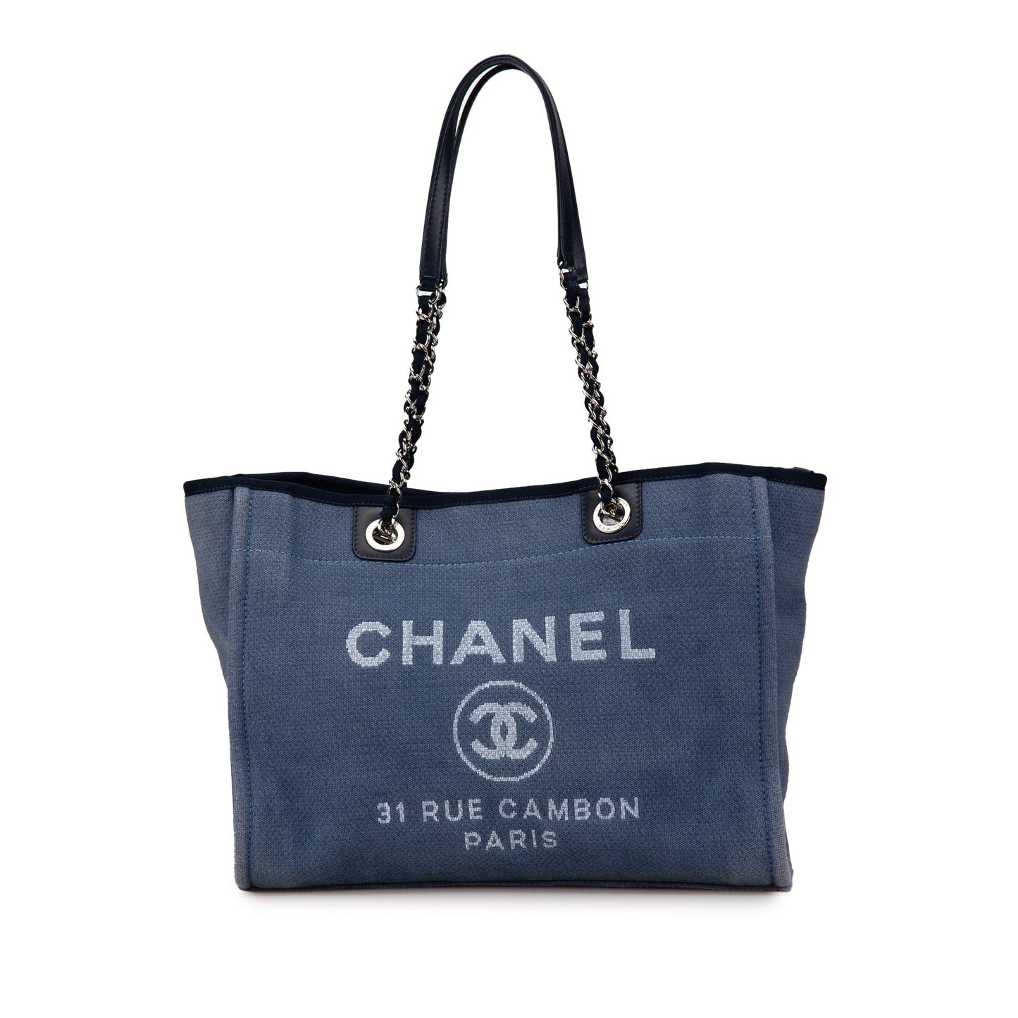 Chanel Small Canvas Deauville Tote Blue