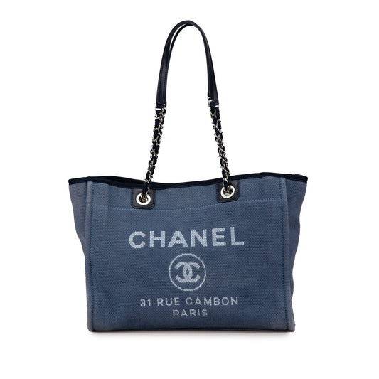 Chanel Small Canvas Deauville Tote Blue