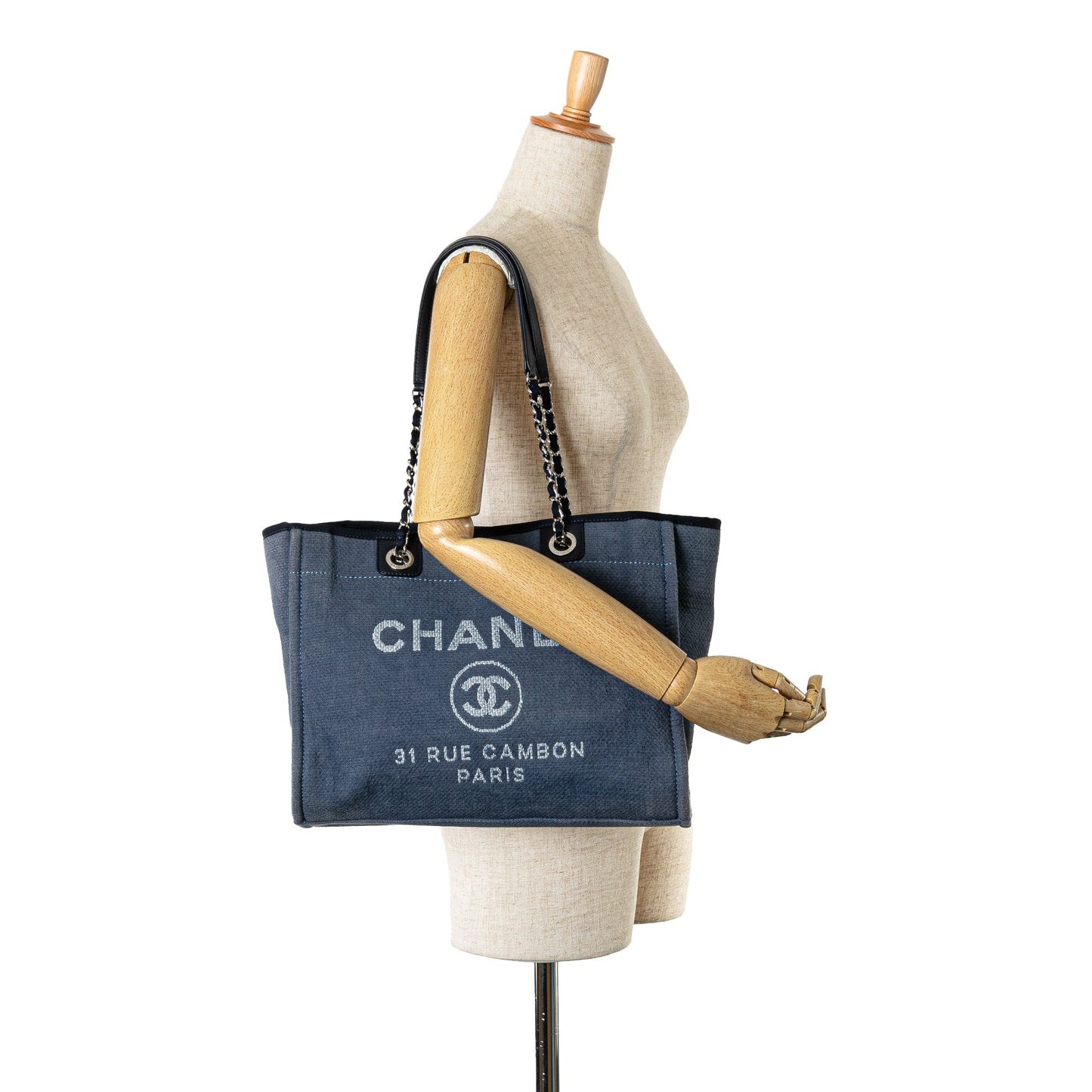 Chanel Small Canvas Deauville Tote Blue