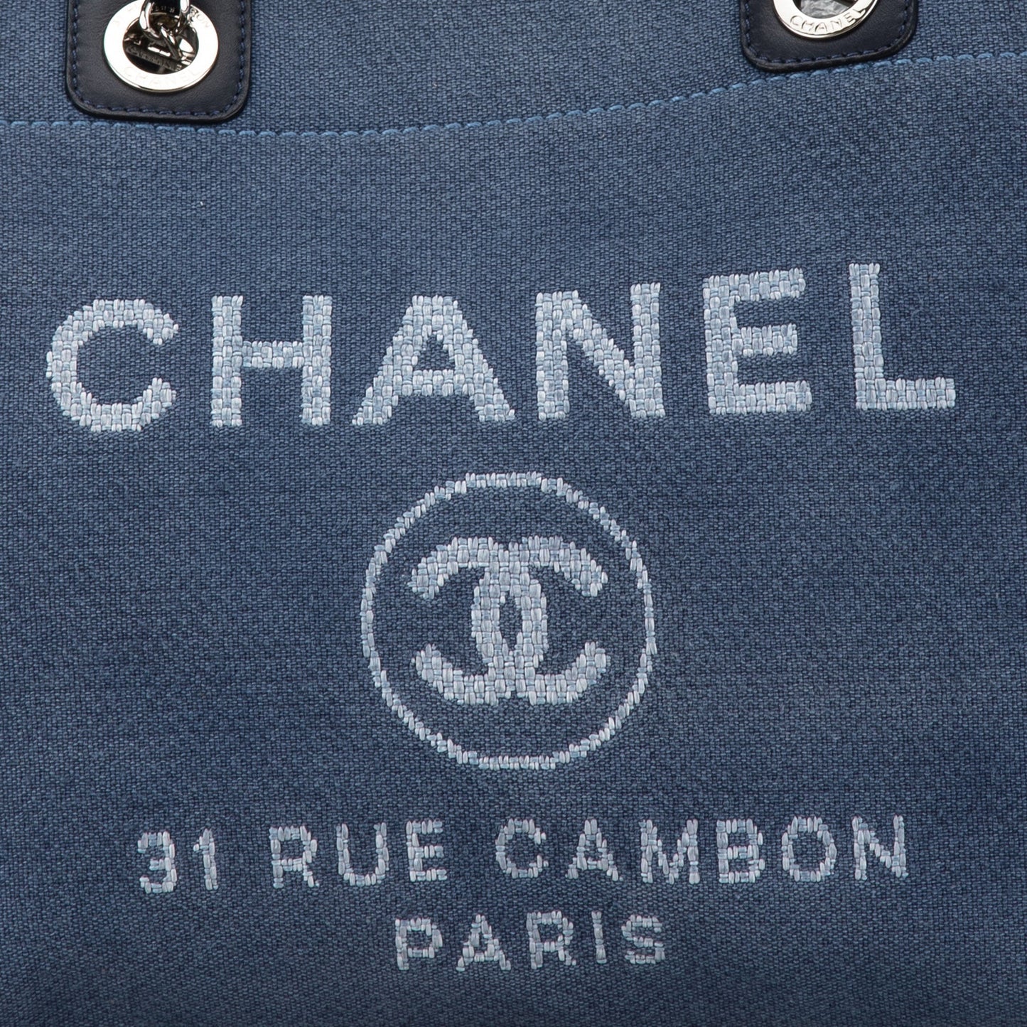 Chanel Small Canvas Deauville Tote Blue