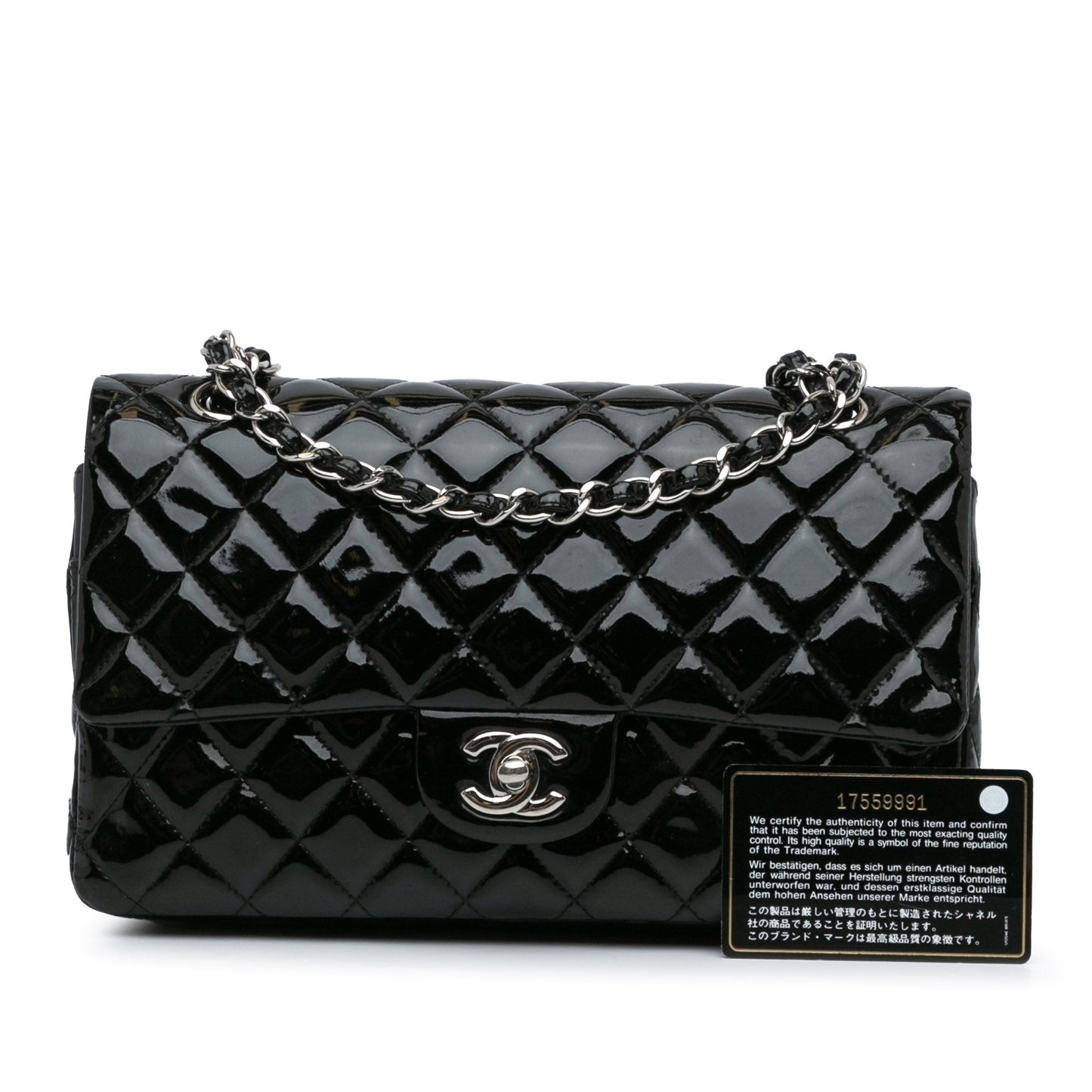 Chanel Medium Classic Patent Double Flap Black