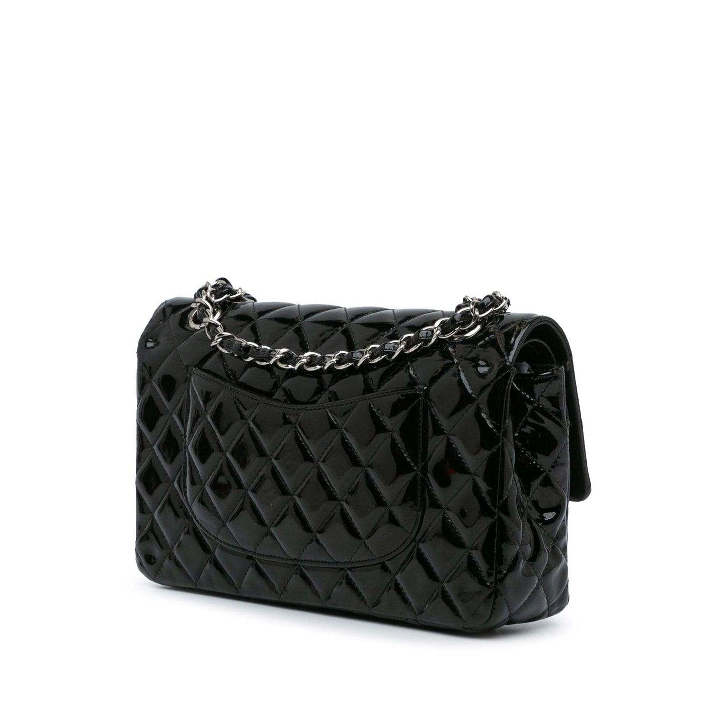 Chanel Medium Classic Patent Double Flap Black