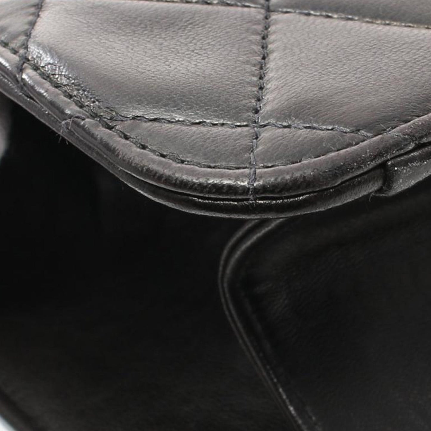 Chanel CC Quilted Lambskin Single Flap Black