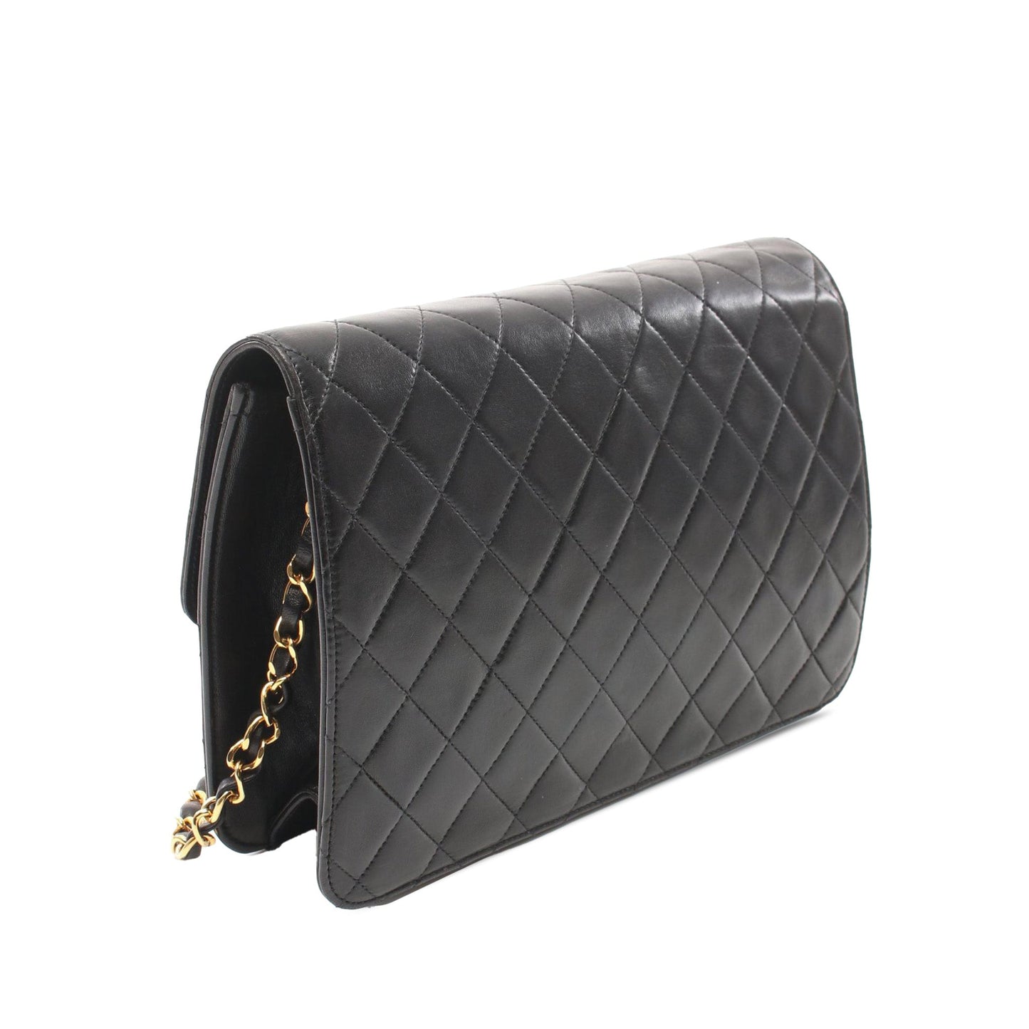 Chanel CC Quilted Lambskin Single Flap Black