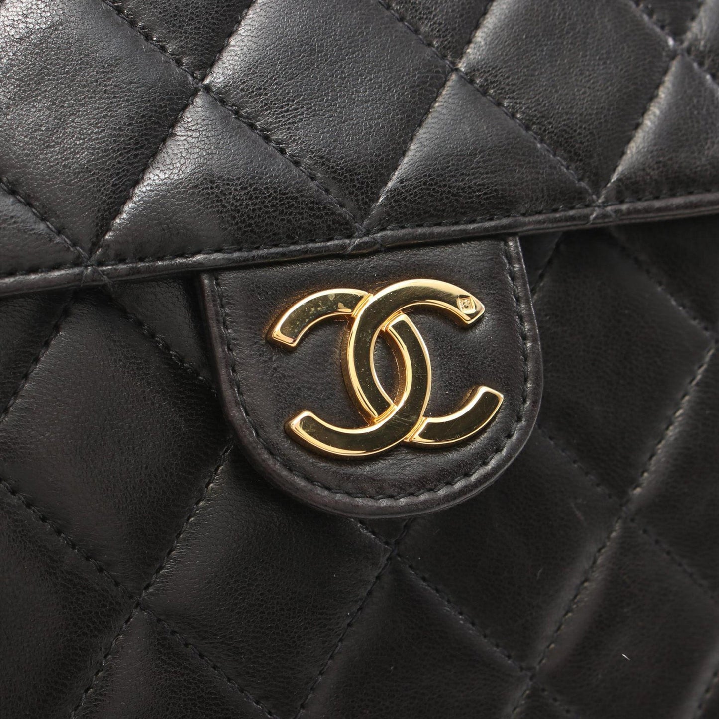 Chanel CC Quilted Lambskin Single Flap Black