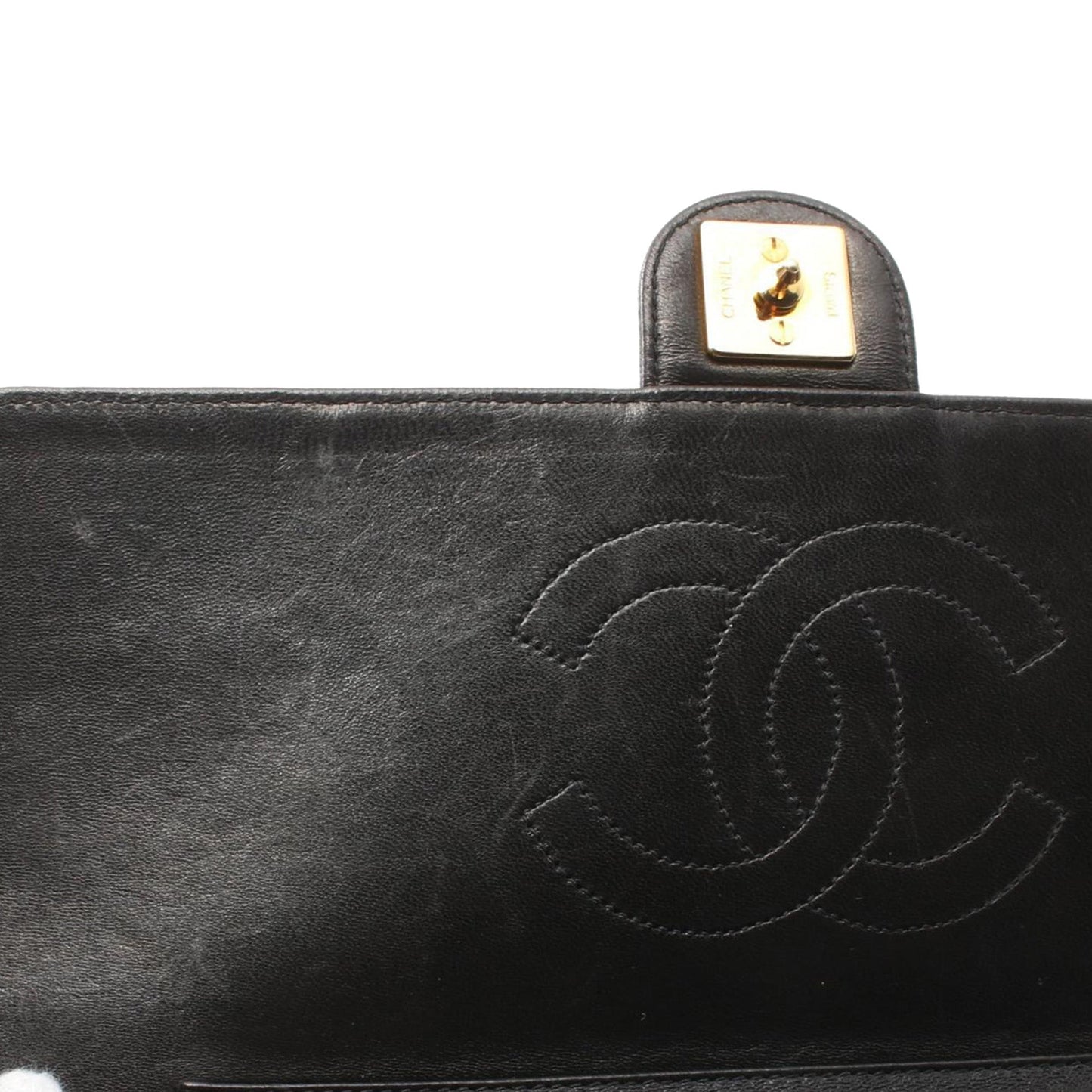Chanel CC Quilted Lambskin Single Flap Black