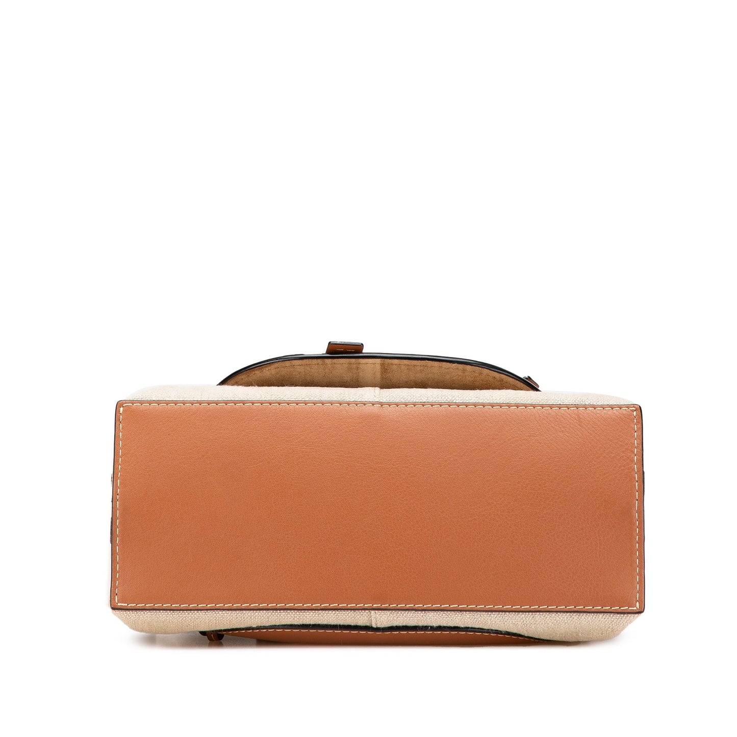 LOEWE Medium Canvas and Calfskin Gate Top Handle Bag Brown