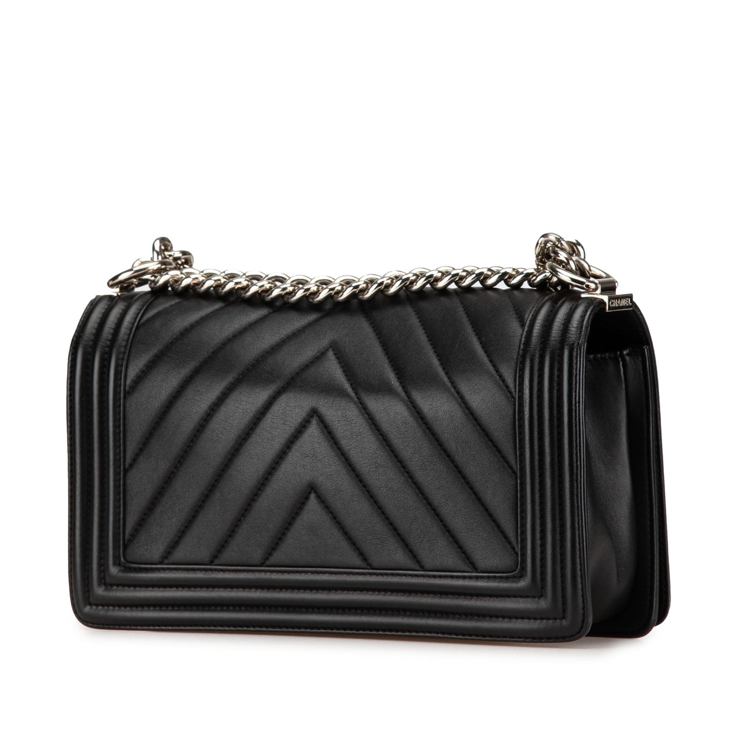 Chanel Old Medium Chevron Calfskin Boy Flap Black