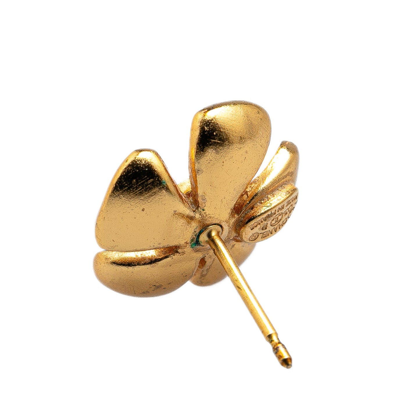 Chanel Gold Plated Enamel CC Flower Push Back Earrings Red