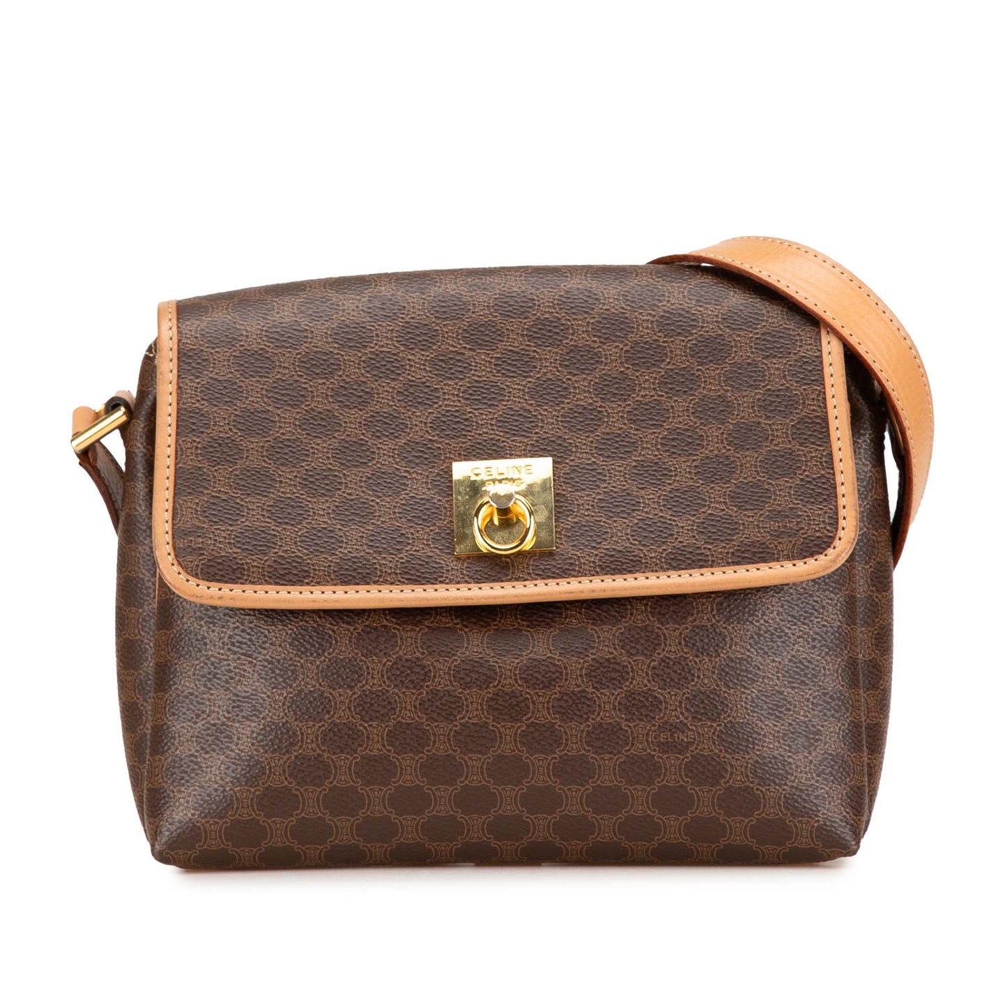 Celine Macadam Coated Canvas Crossbody Brown