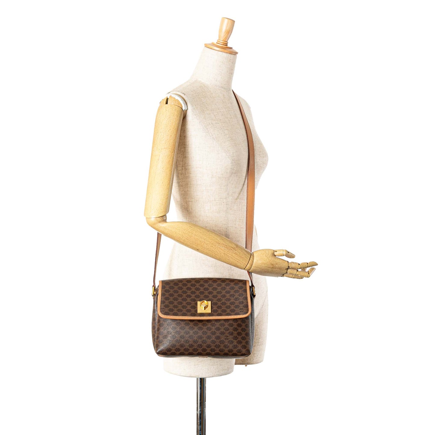 Celine Macadam Coated Canvas Crossbody Brown