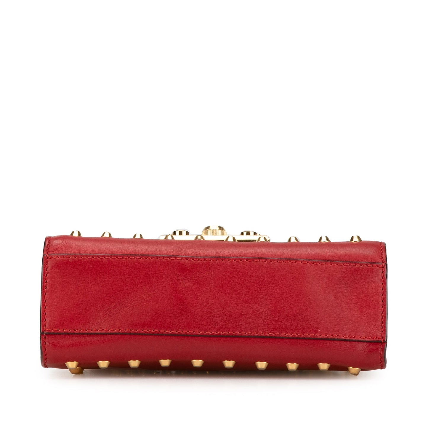 Gucci Small Pearl Studded Leather Padlock Crossbody Red