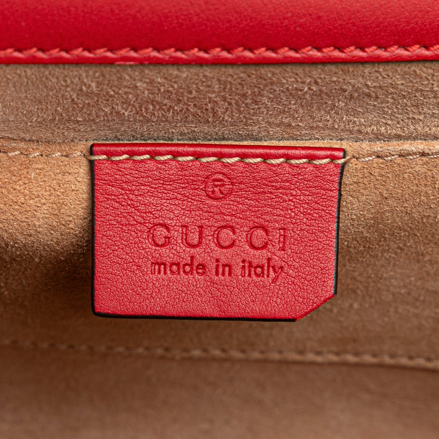 Gucci Small Pearl Studded Leather Padlock Crossbody Red