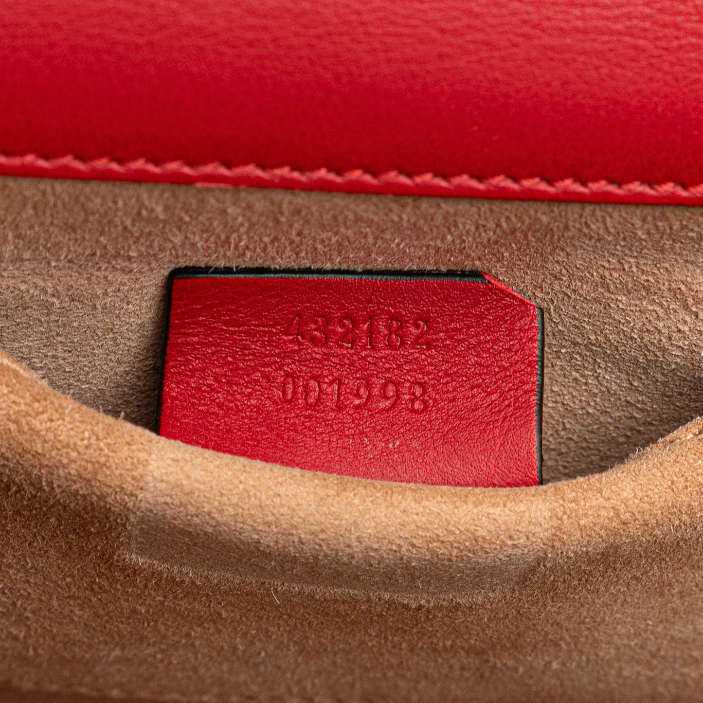 Gucci Small Pearl Studded Leather Padlock Crossbody Red