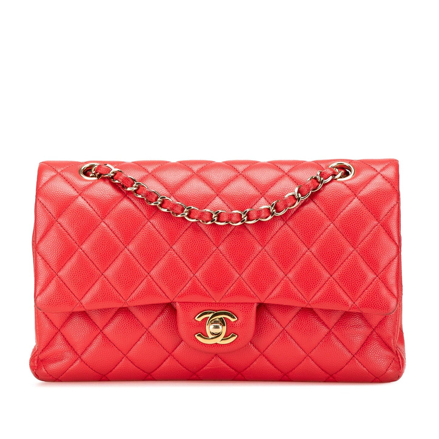 Chanel Medium Classic Caviar Double Flap Red