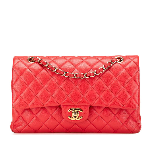 Chanel Medium Classic Caviar Double Flap Red