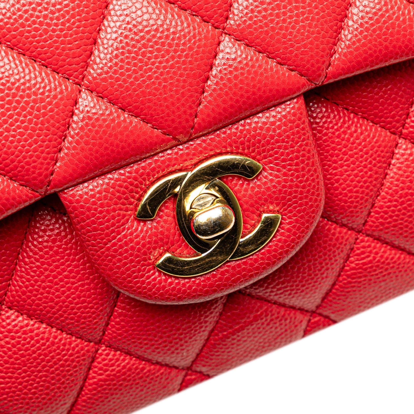 Chanel Medium Classic Caviar Double Flap Red