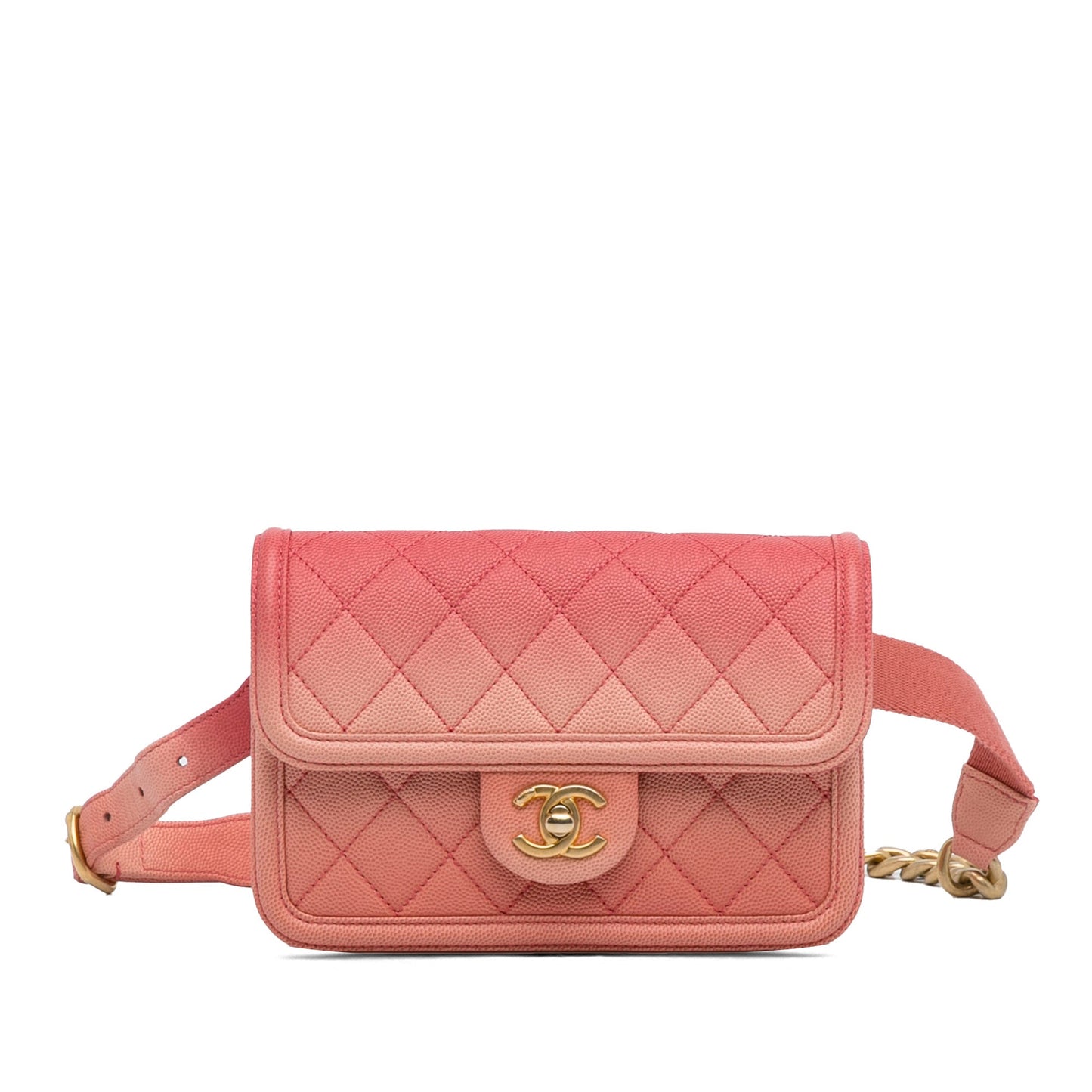 Chanel Caviar Sunset On The Sea Flap Belt Bag Pink
