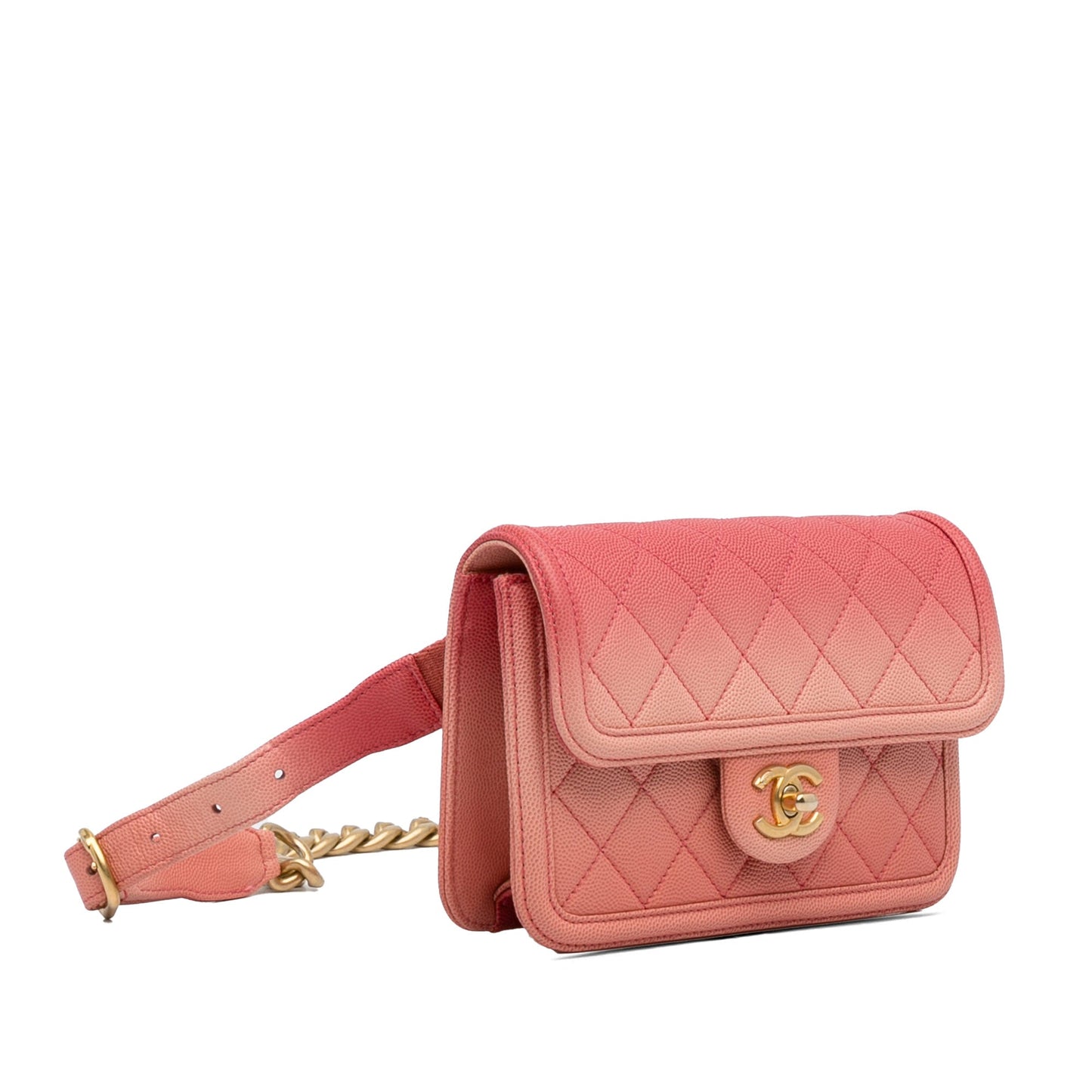 Chanel Caviar Sunset On The Sea Flap Belt Bag Pink