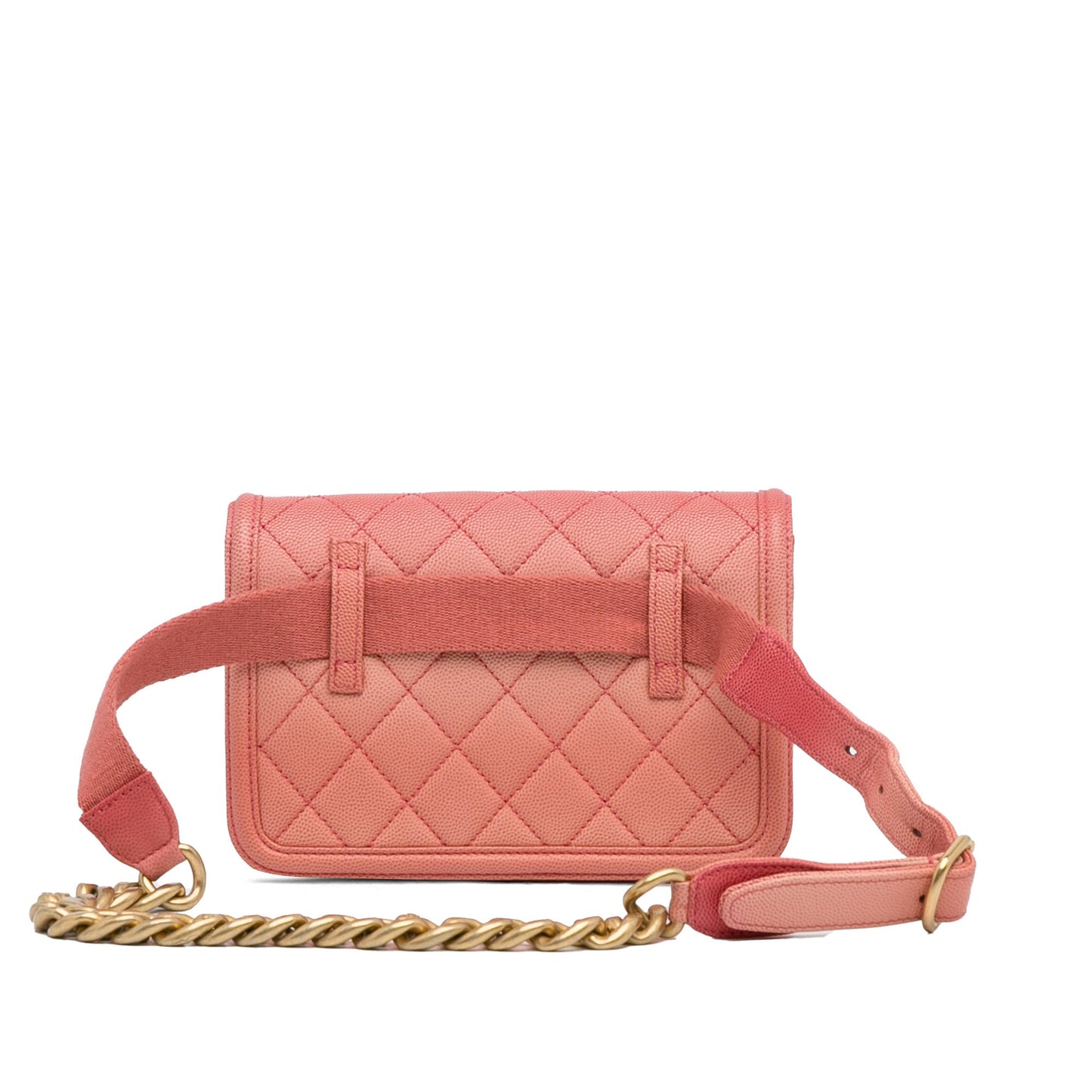 Chanel Caviar Sunset On The Sea Flap Belt Bag Pink
