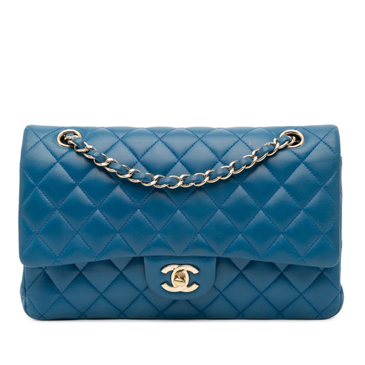 Chanel Medium Classic Lambskin Double Flap Blue