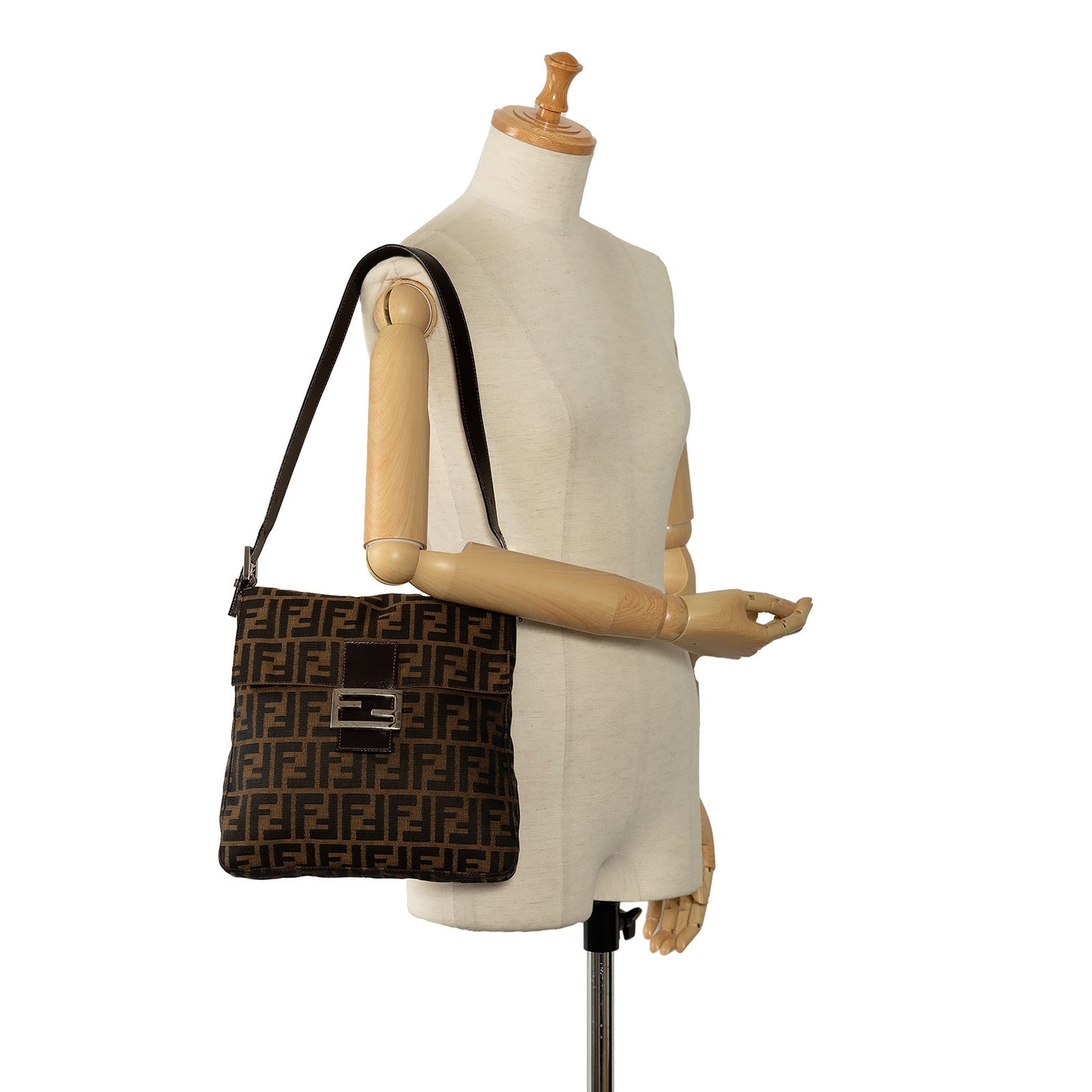 Fendi Zucca Canvas Shoulder Bag Brown