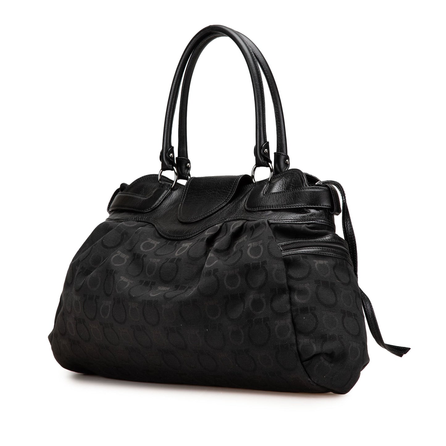 Ferragamo Canvas Gancini Marisa Handbag Black