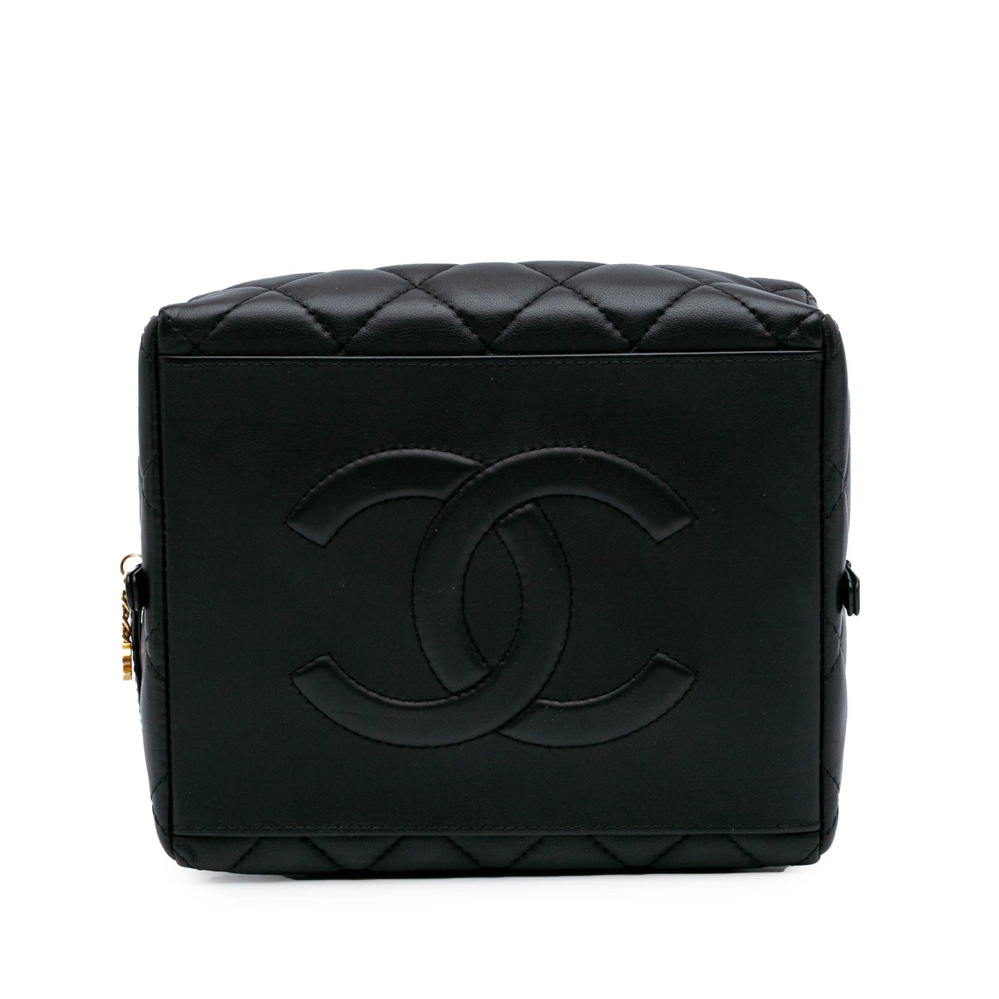 Chanel MÃ©tiers d'Art CC Quilted Lambskin Box Top Handle Satchel Black