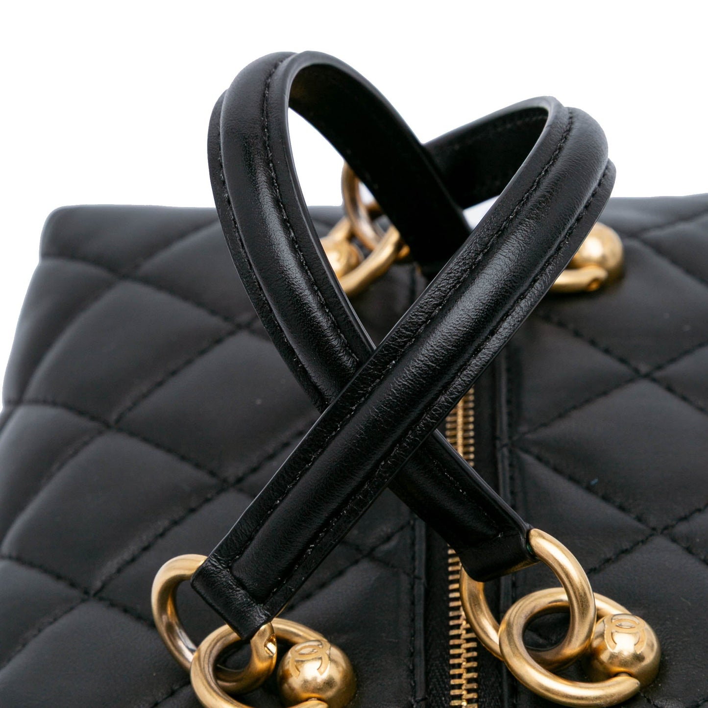 Chanel MÃ©tiers d'Art CC Quilted Lambskin Box Top Handle Satchel Black