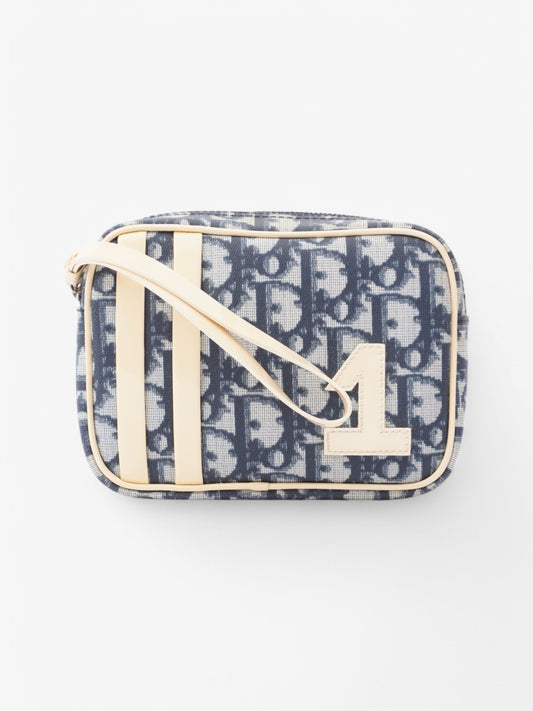 Christian Dior Vintage Pouch Blue / Beige Canvas